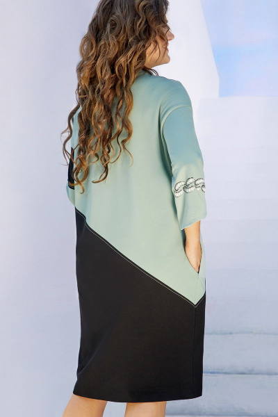 Платье Vittoria Queen 16723 мятный+черный - фото 3