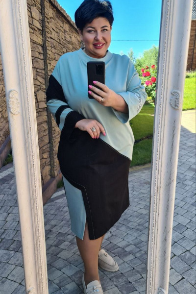 Платье Vittoria Queen 16723 мятный+черный - фото 5