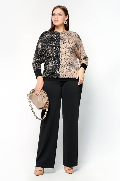 Джемпер La rouge 3249 черный-бежевый-набивной - фото 3