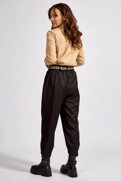 Брюки свободного кроя с ассиметричным низом и шлевками Teffi Style L-1591/1 черный - фото 2