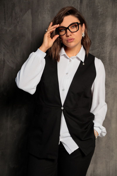 Комплект из джинсовых брюк и жилета для делового стиля BegiModa 3030 черный - фото 6