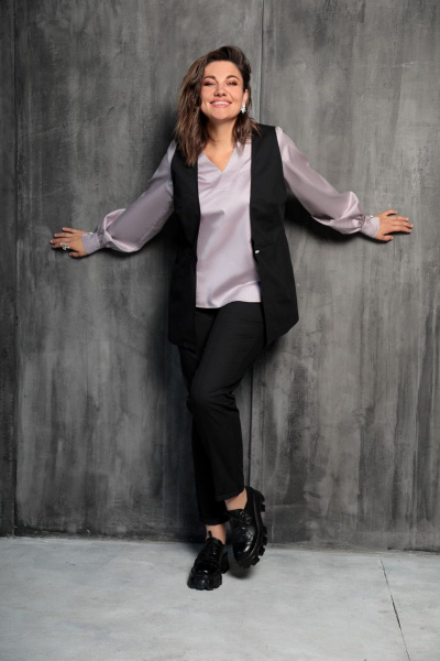 Комплект из джинсовых брюк и жилета для делового стиля BegiModa 3030 черный - фото 2