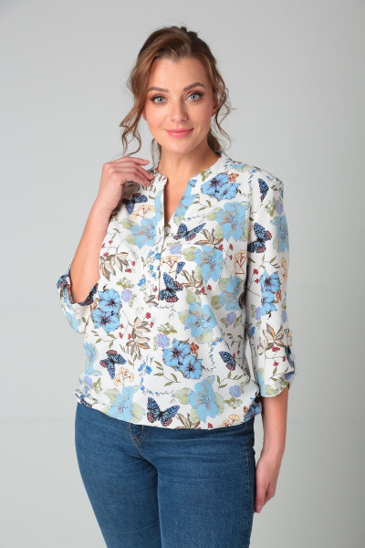 Блуза Modema м.214/10 голубые_бабочки - фото 1