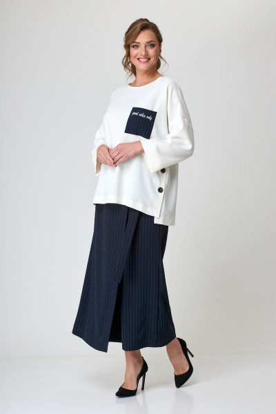 Блуза, кюлоты Michel chic 1317 синий_белый - фото 5