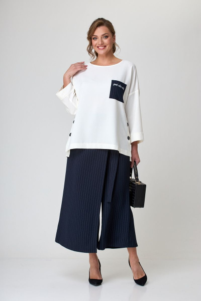 Блуза, кюлоты Michel chic 1317 синий_белый - фото 1