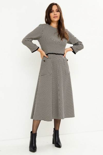 Платье с расширенной юбкой и застежкой на потайную молнию Магия моды 2169 черно-белый - фото 2