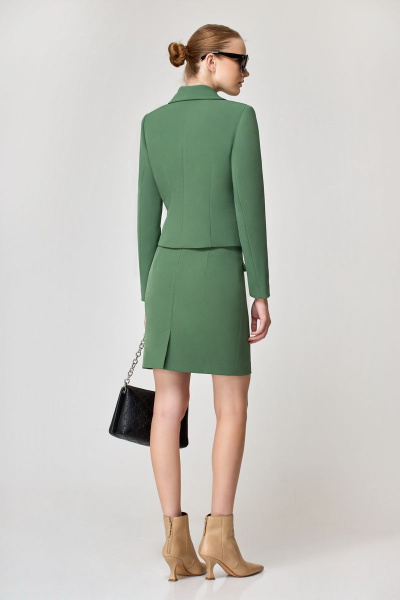 Жакет и юбка костюм деловой полуприлегающий демисезон Орхидея 1197-2 зеленый - фото 3