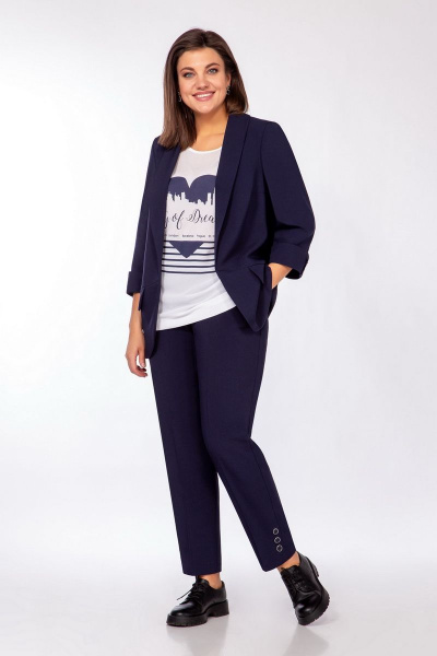 Блуза, брюки, жакет Ольга Стиль С-541 темно-синий - фото 1