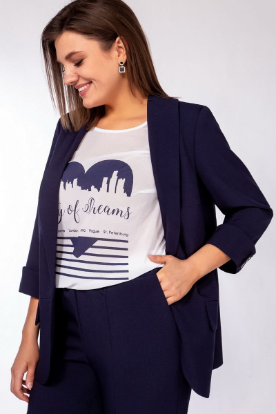 Блуза, брюки, жакет Ольга Стиль С-541 темно-синий - фото 3