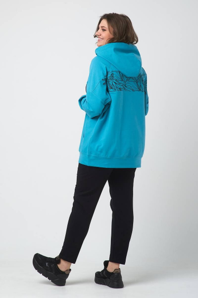 Толстовка прямого силуэта из трикотажа с капюшоном FORMAT 13248 аква - фото 4