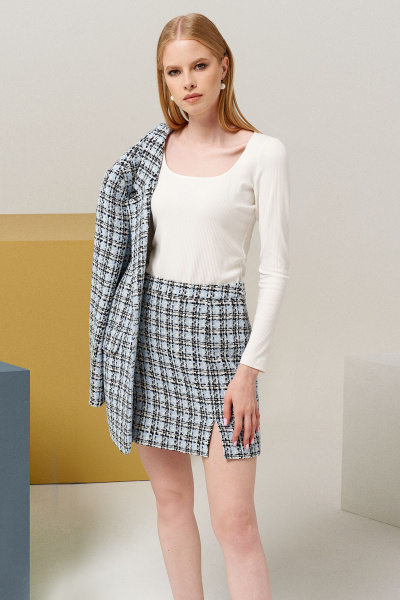 Юбка миди классическая из текстиля для деловых образов Панда 107650w голубой - фото 1