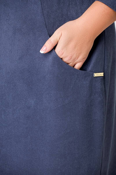 Платье демисезонное из трикотажа с напылением и карманами Swallow 610 пурпурный_асфальт - фото 6