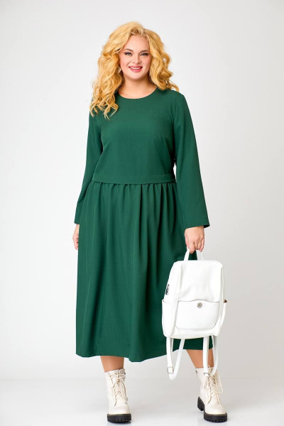 Платье из плательной ткани с декоративным напуском и логотипом Swallow 619 темно-зеленый - фото 1