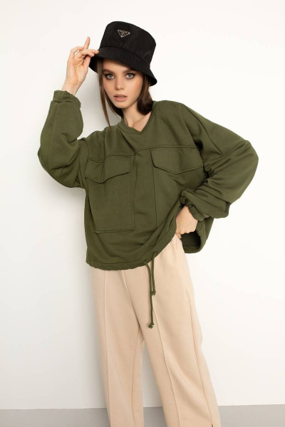 Брюки, свитшот AURA otd 8005 хаки+кремовый - фото 2