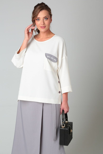 Блуза, кюлоты Michel chic 1317 серо-фиолетовый_белый - фото 8