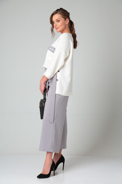 Блуза, кюлоты Michel chic 1317 серо-фиолетовый_белый - фото 7
