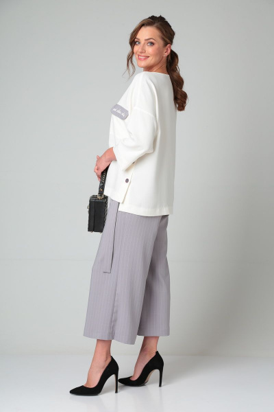Блуза, кюлоты Michel chic 1317 серо-фиолетовый_белый - фото 3