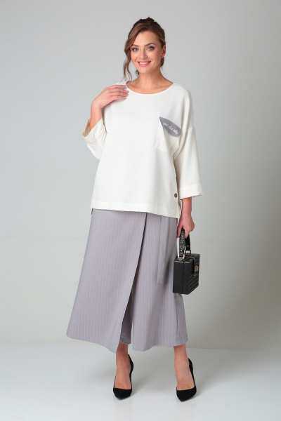 Блуза, кюлоты Michel chic 1317 серо-фиолетовый_белый - фото 5