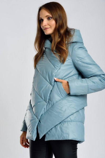 Стильная плащёвая куртка из нежной ткани с утеплителем Isosoft Winkler’s World 629-к серо-голубой - фото 7