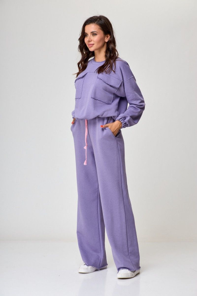 Функциональный костюм из трикотажа в стиле спорт-шик Anelli 1143 глициния - фото 4