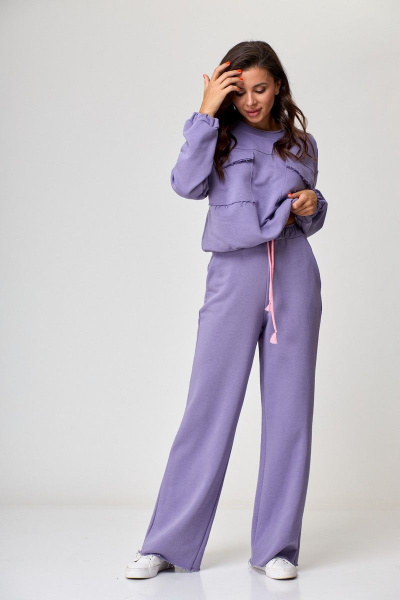 Функциональный костюм из трикотажа в стиле спорт-шик Anelli 1143 глициния - фото 2