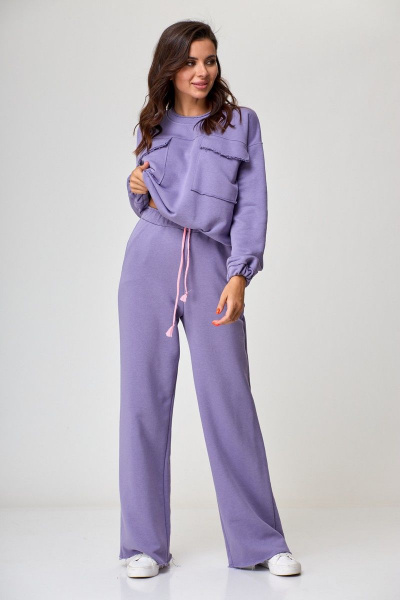 Функциональный костюм из трикотажа в стиле спорт-шик Anelli 1143 глициния - фото 1