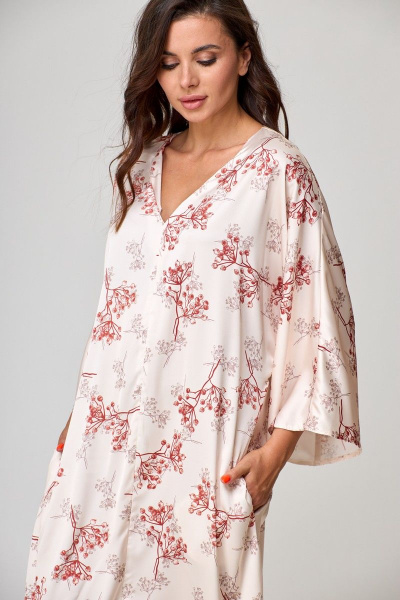 платье из шелка с разрезом и классическим силуэтом Anelli 1153 рябина - фото 3