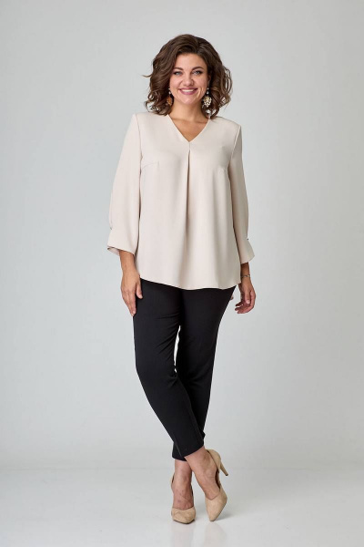 Бежевая блуза деловая повседневная демисезон Ollsy 2067 бежевый - фото 5