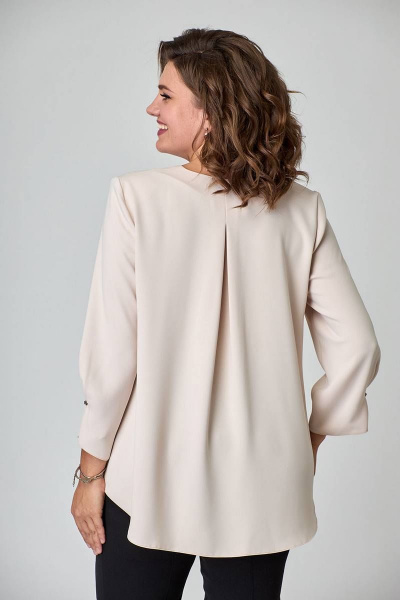 Бежевая блуза деловая повседневная демисезон Ollsy 2067 бежевый - фото 3