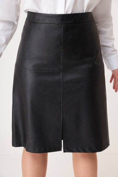 Юбка из экокожи полуприлегающая с декоративными рельефами Swallow 582 черный - фото 8