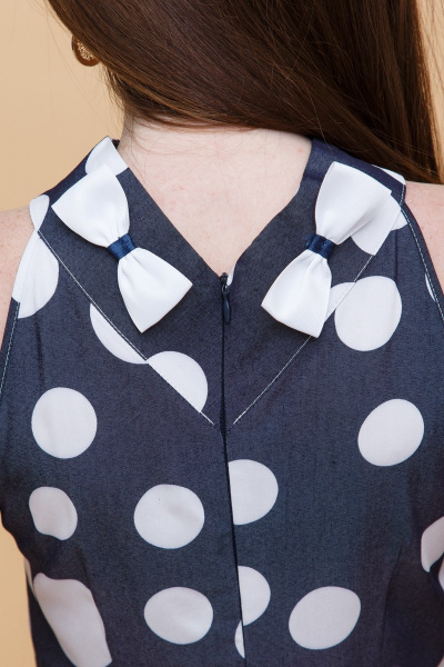 Платье без рукавов миди из текстиля с расклешенной юбкой Domna 413 темно-синий - фото 3