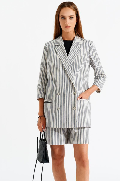 Жакет хлопковый серый деловой и на каждый день BURVIN 8548-71 - фото 1