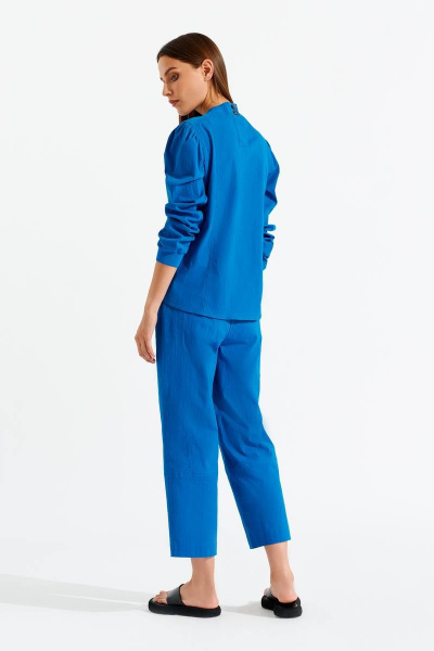 Синяя хлопковая блуза для делового и повседневного образа BURVIN 8455-51 - фото 2