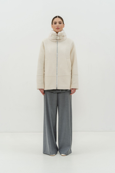 Пальто на каждый день из искусственного меха Elema 6-12221-1-164 белый - фото 1