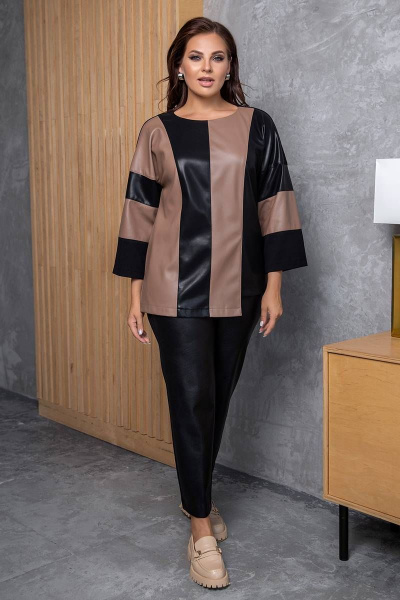 Блуза Daloria 6177 черный-бежевый - фото 2