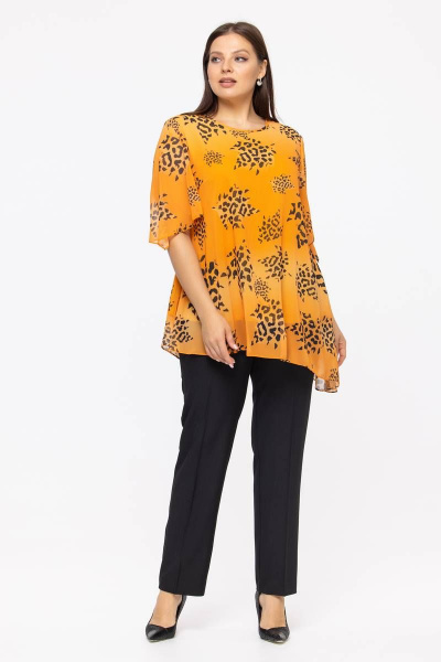 Блуза шифоновая в цветочный принт для повседневной носки Avila 0886 оранжевый - фото 7