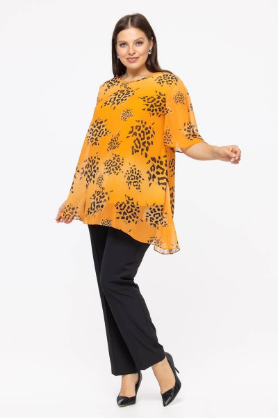 Блуза шифоновая в цветочный принт для повседневной носки Avila 0886 оранжевый - фото 6