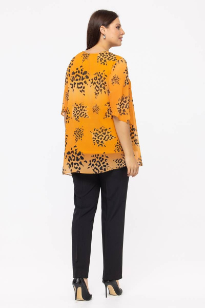 Блуза шифоновая в цветочный принт для повседневной носки Avila 0886 оранжевый - фото 2
