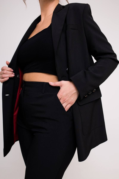 Жакет из модной ткани, с рельефами и карманами SandyNa 13934 черный - фото 3