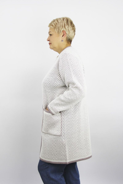 Жакет из трикотажа с карманами, белый и серый Полесье С2560-22 2С8747-Д43 158,164 суровый - фото 2