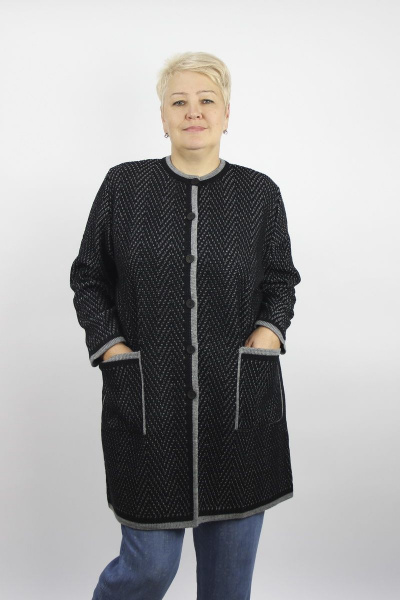 Жакет из трикотажа с карманами, черный, демисезон Полесье С2560-22 2С8747-Д43 158,164 черный - фото 1