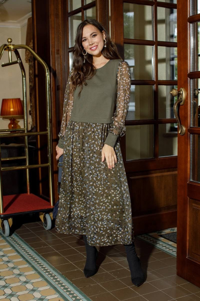 Платье Anastasia 945 олива - фото 4
