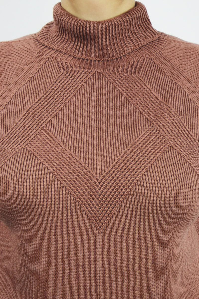 Коричневая трикотажная туника с регланом и прямым кроем Полесье С1351-22 2С5125-Д43 158,164 брусника_17-1518 - фото 3