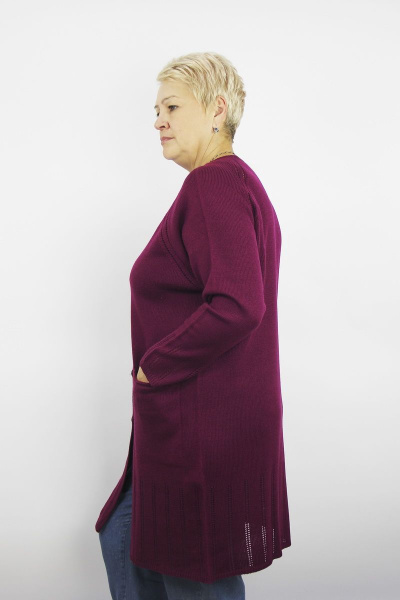 Жакет из трикотажа с пуговицами и карманами, фиолетовый Полесье С2608-21 1С1360-Д43 158,164 мадера - фото 2