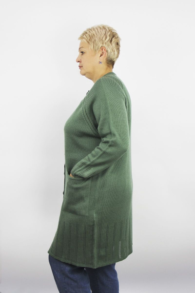 Жакет трикотажный прямой силуэт с регланом и карманами Полесье С2608-21 1С1360-Д43 170,176 зеленый_залив - фото 2