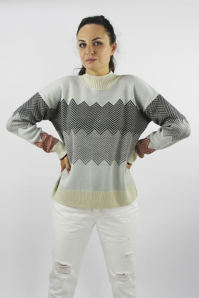 Круглогодичный свитер прямой с удлиненной линией плеч и длинным рукавом Полесье С3691-22 2С5218-Д43 170,176 супербелый - фото 1