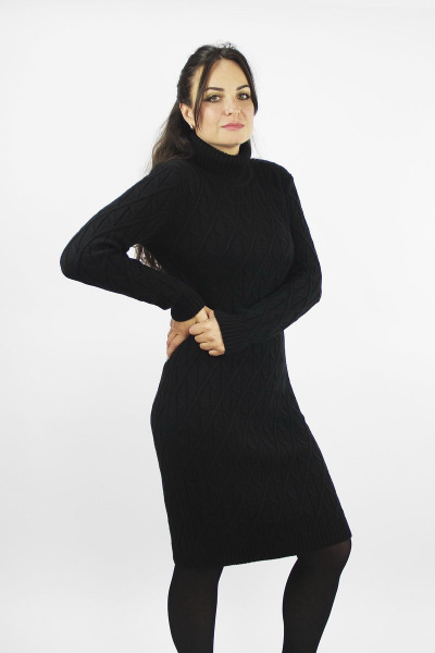 Платье полуприлегающего силуэта из трикотажа с рукавом Полесье С4503-21 1С1354-Д43 164 глубокий__черный - фото 2
