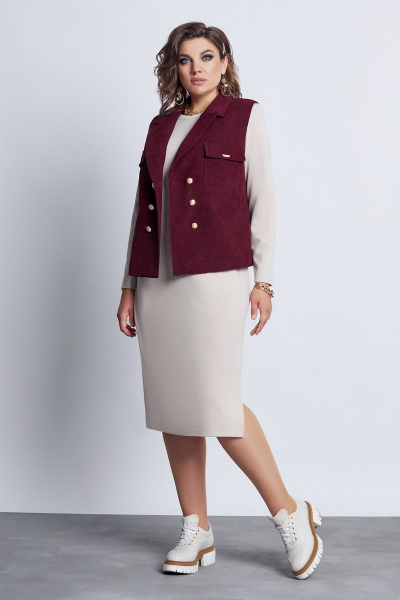 Жилет и платье из трикотажа и штрукса, демисезонный комплект Mira Fashion 5138 - фото 1