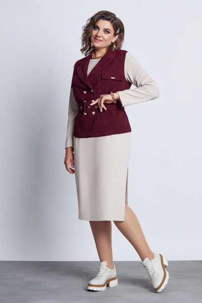 Жилет и платье из трикотажа и штрукса, демисезонный комплект Mira Fashion 5138 - фото 3