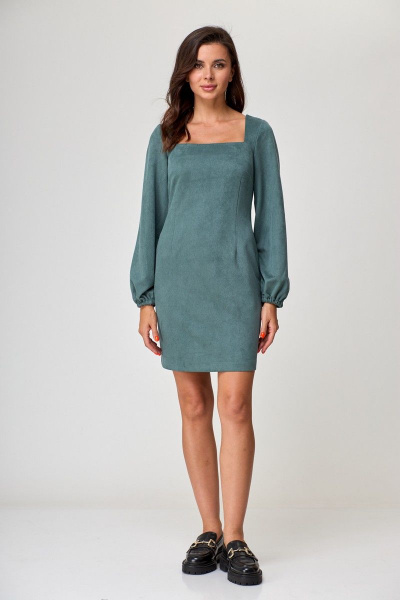 Платье ультраприталенного силуэта с квадратным вырезом и талиевой вытачкой Anelli 1179 яблоко - фото 3